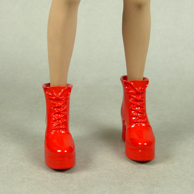 ZY Toys 1/6 Scale Female Glossy Red Motorcycle Heel Boots